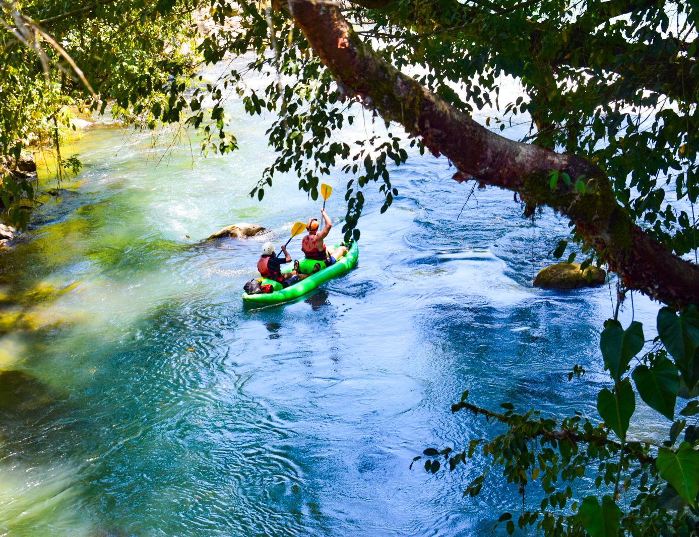 Kayak is a perfect activity if you're traveling alone. Enjoy river activities in Guatemala if you visit Lanquin.