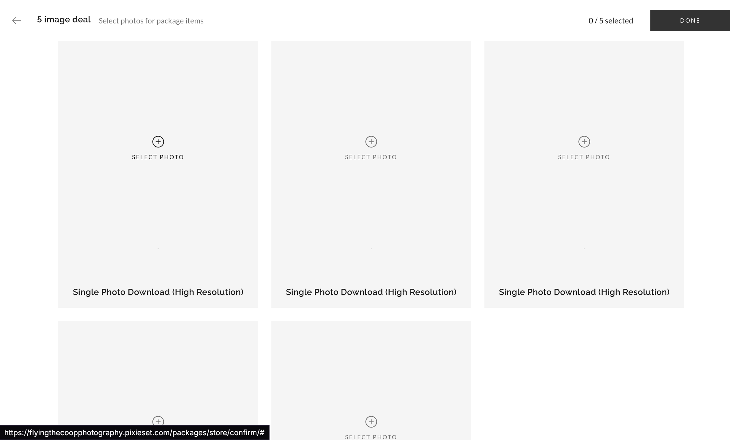 5 image selection page