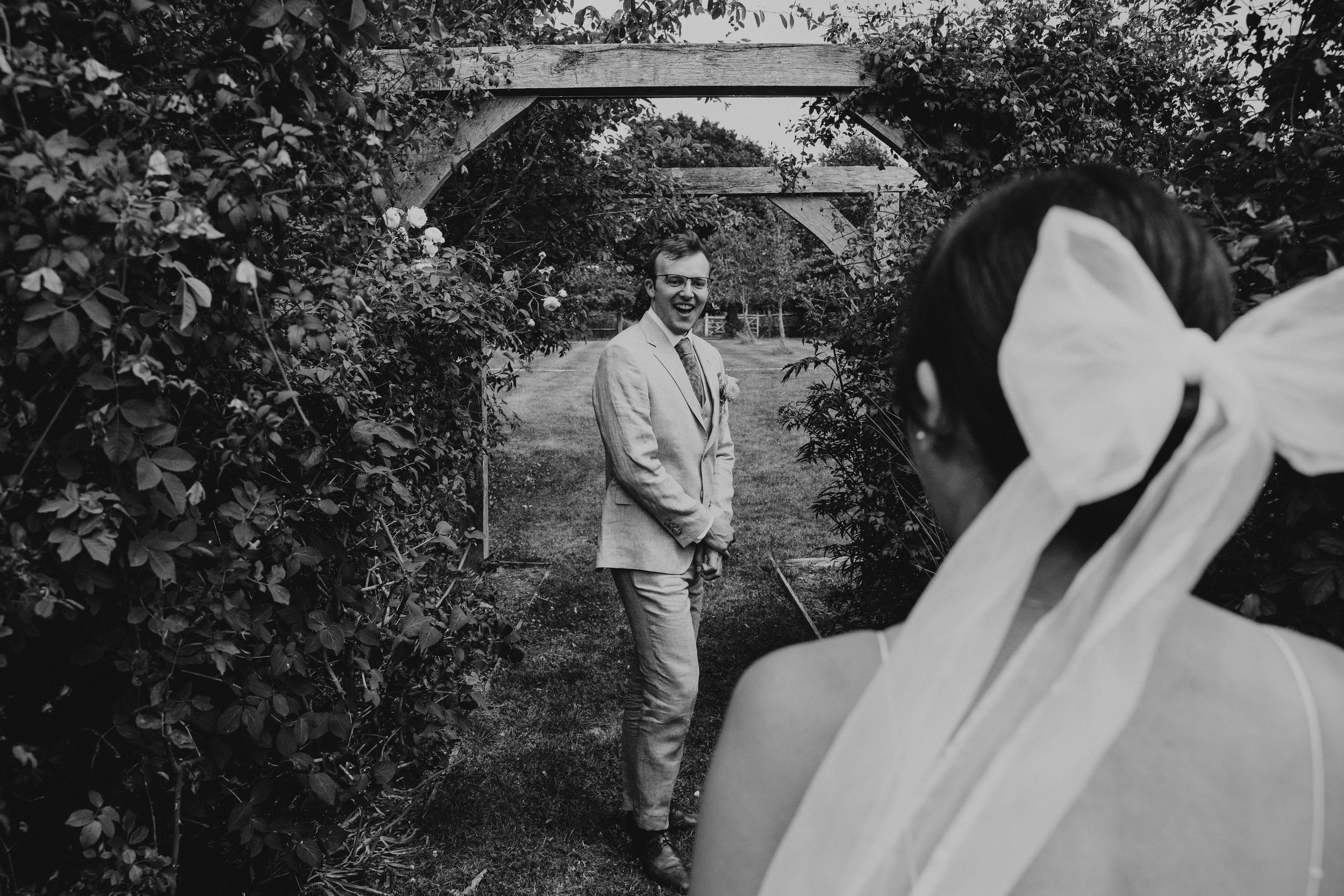 first look  bride and groom West Sussex