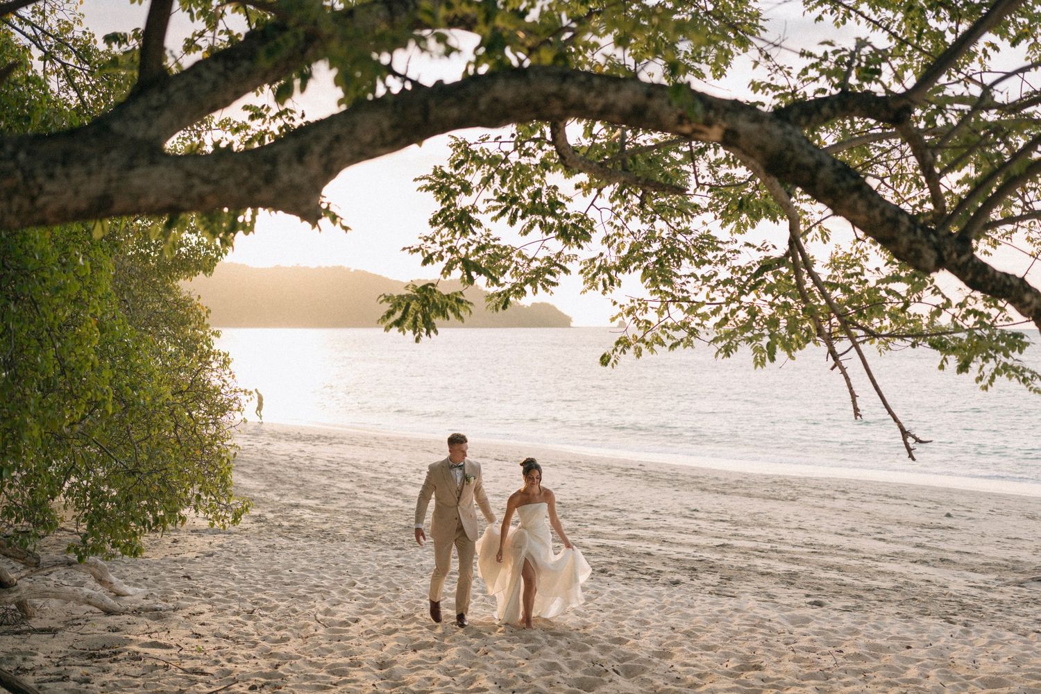 newlyweds portraits during sunset in guanacaste