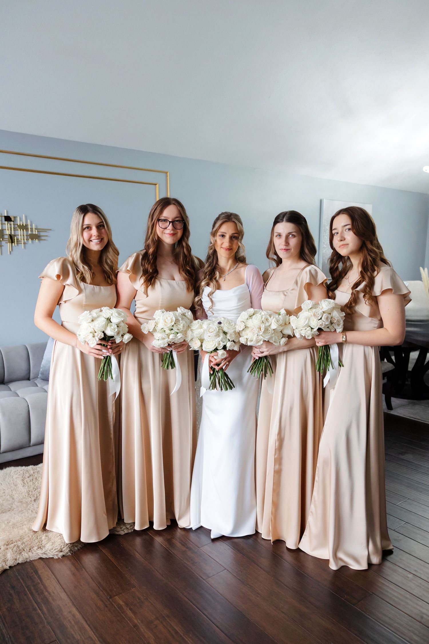 Bride and bridesmaids captured by Tom Forrest Photography from Hudson, Ohio.