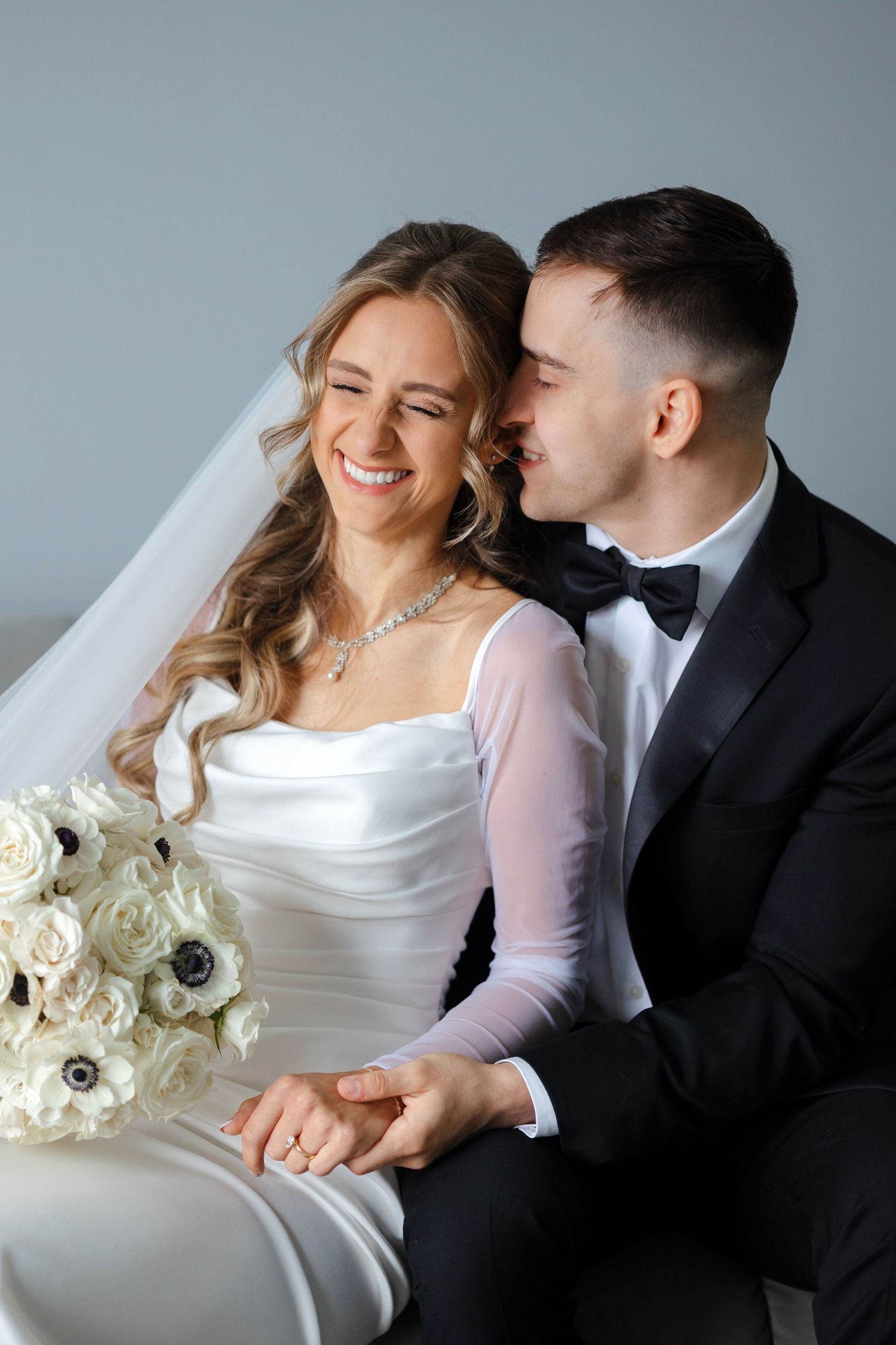 Bride and groom relaxed portrait photographed by Tom Forrest from Hudson, Ohio.