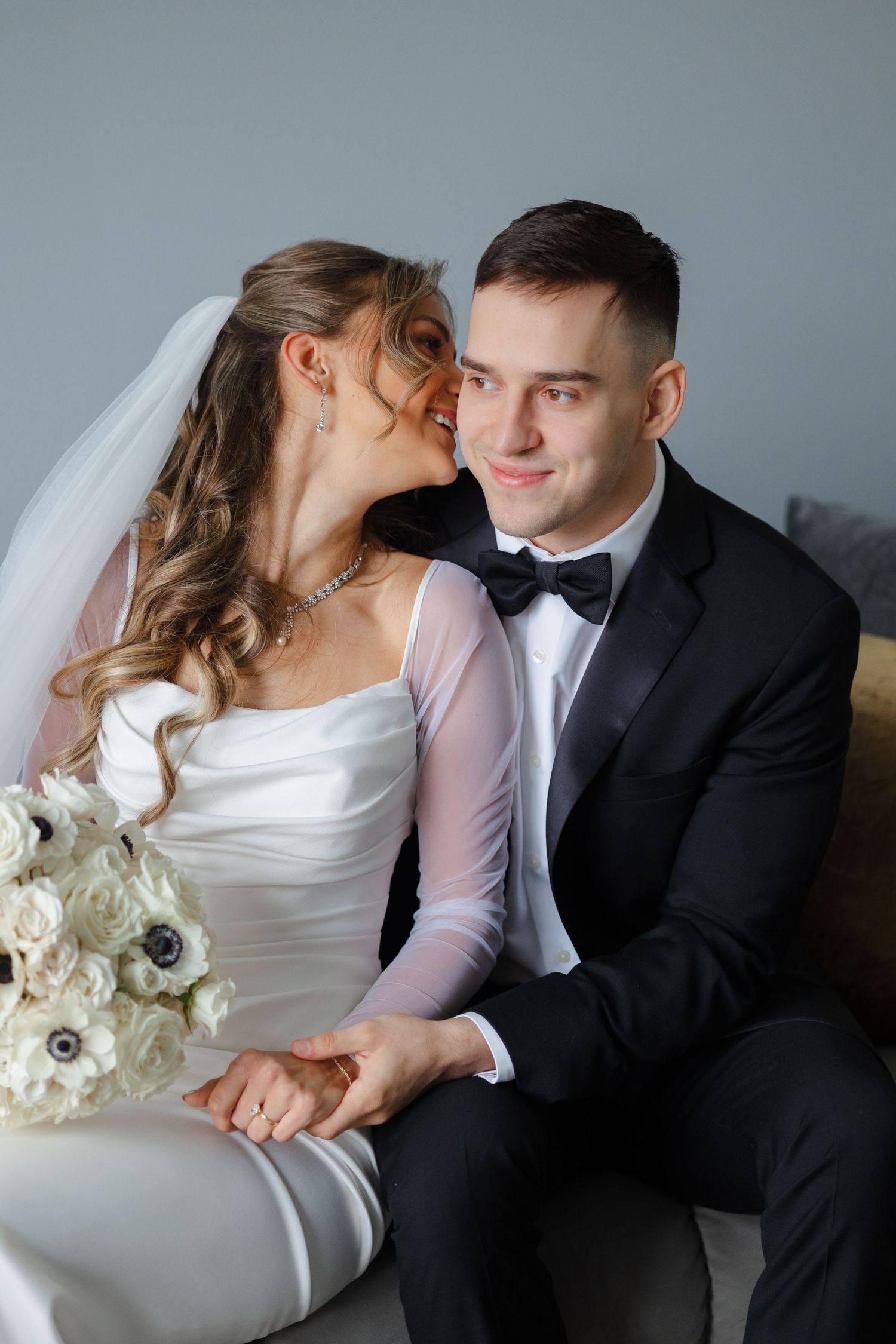Bride and groom relaxed, intimate portrait photographed by Tom Forrest from Hudson, Ohio.