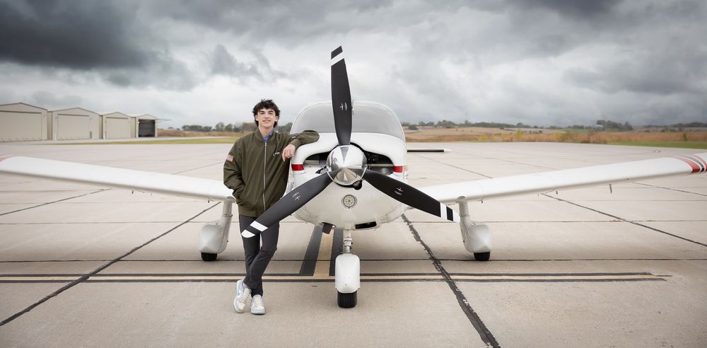 Senior photos at Blair Executive Airport.