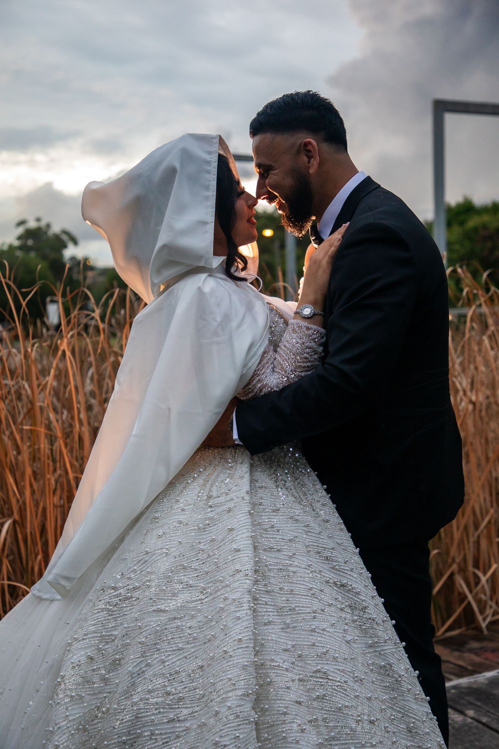 Muslim wedding, at location at sunset in Holyrod Park autumn colours in sydney