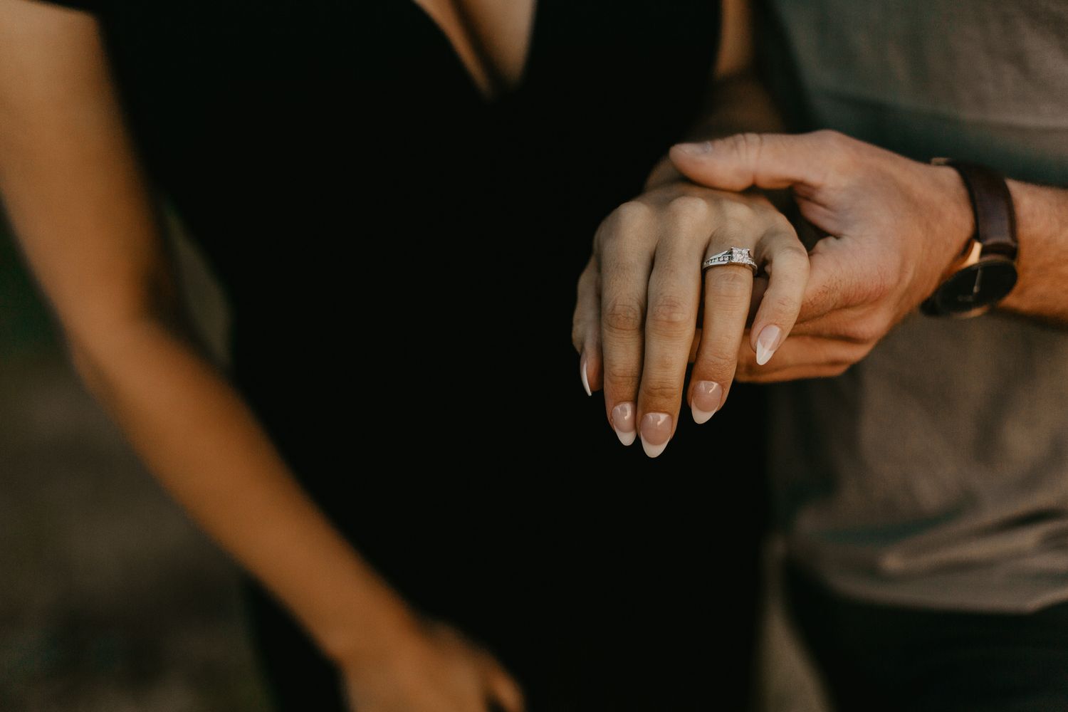 Engagement ring during sunset golden hour | engagement photographer