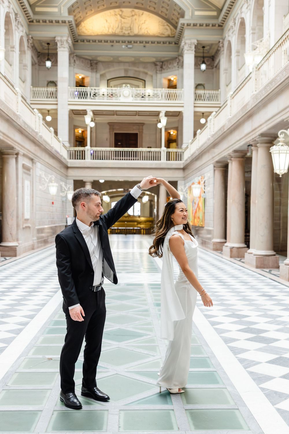 Hartford City Hall engagement session inspiration for newly engaged couples looking for a Connecticut engagement photographer