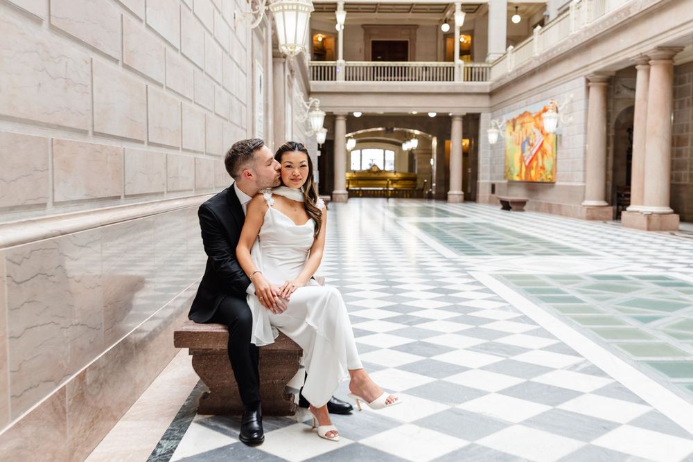 Hartford City Hall engagement session inspiration for newly engaged couples looking for a Connecticut engagement photographer