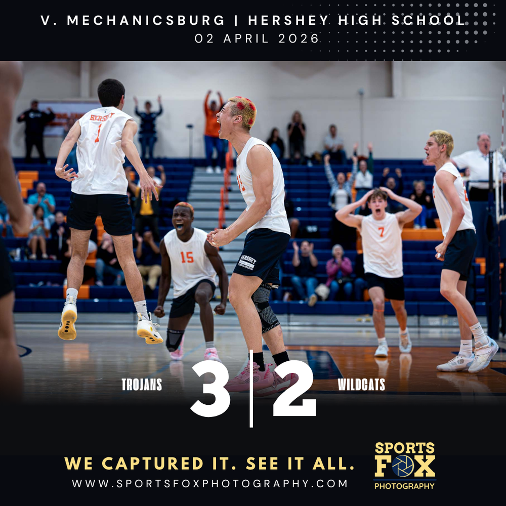 Hershey Trojans boys volleyball defeats Mechanicsburg Wildcats 3-2 at Hershey High School, April 2 2026 — SportsFox Photography