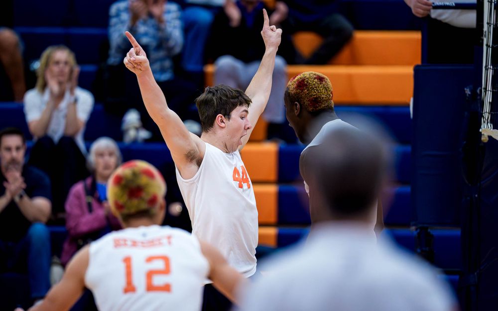 Hershey Trojans #44 celebrates a point vs Mechanicsburg Wildcats at Hershey High School, April 2026 — SportsFox Photography