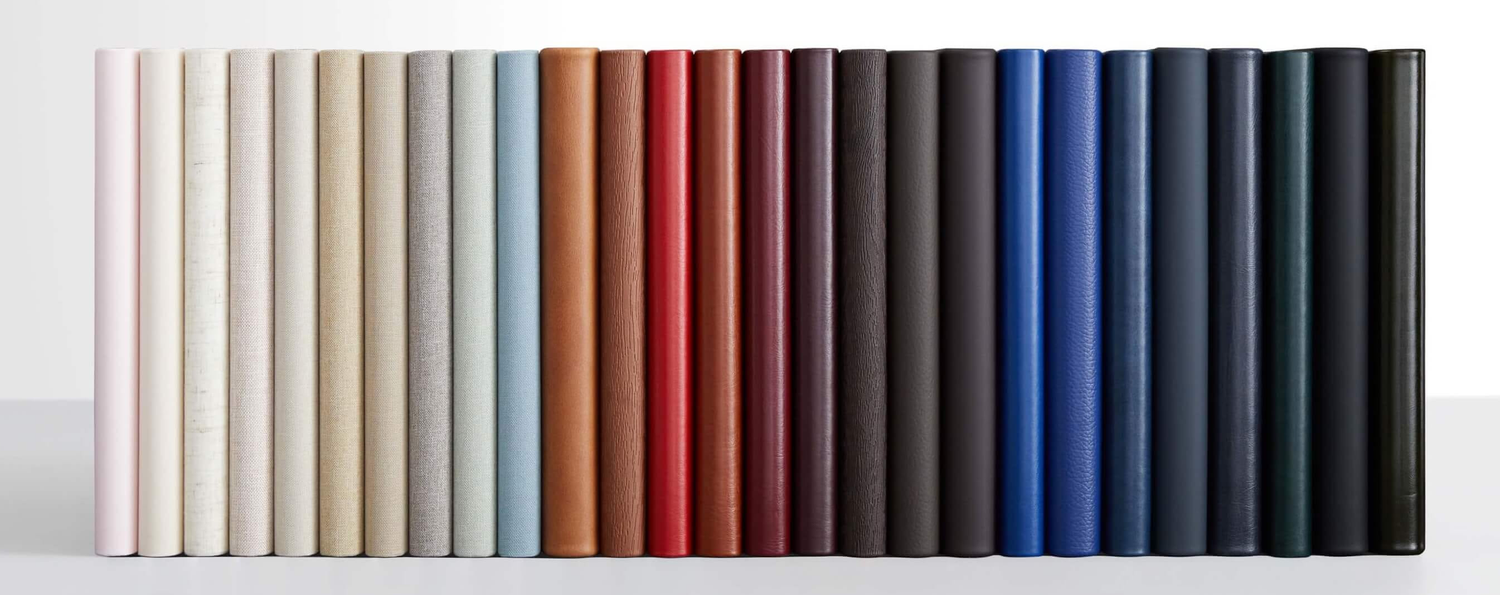 an array of colors for wedding album covers