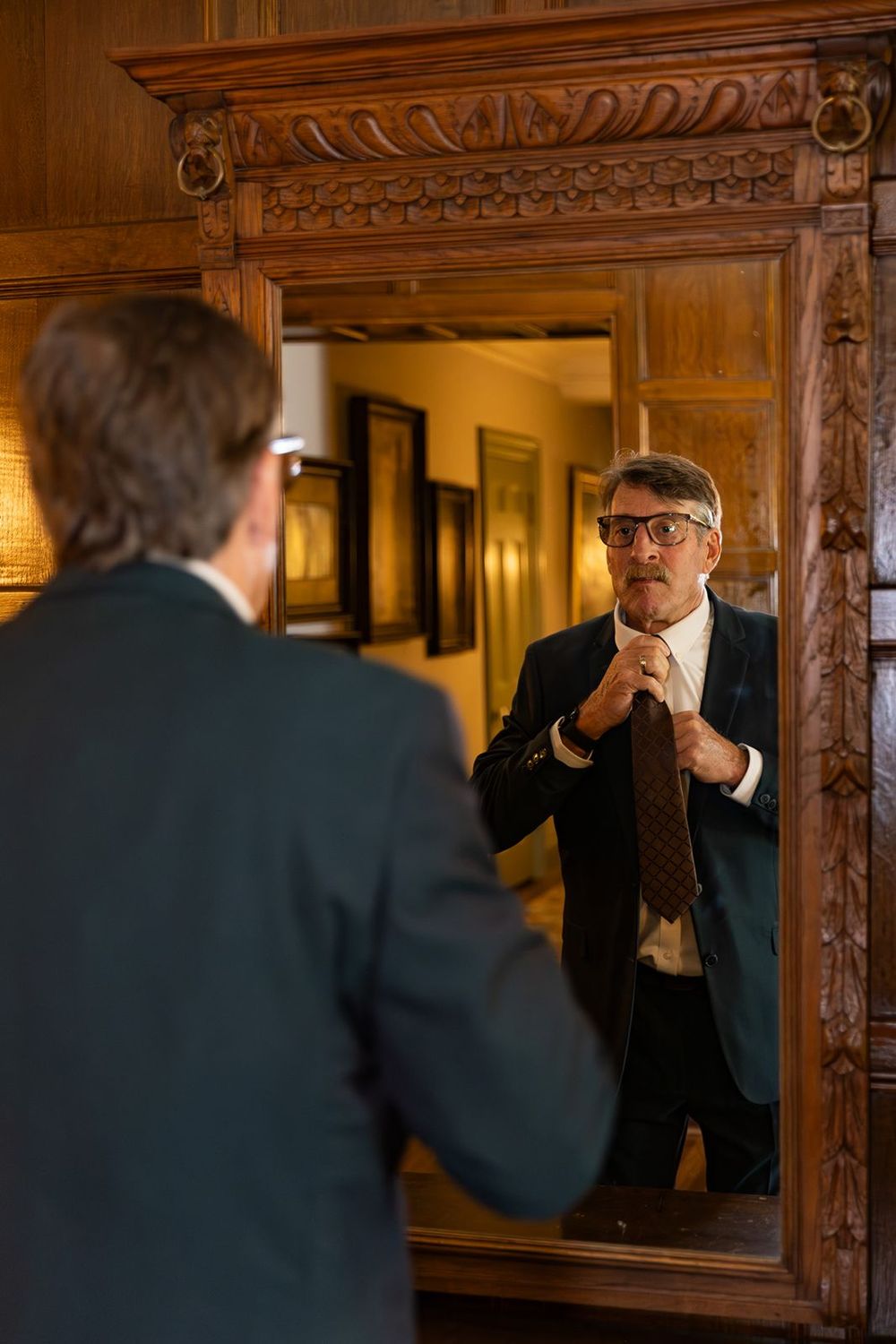 Father of Bride getting ready at thornewood castle wedding