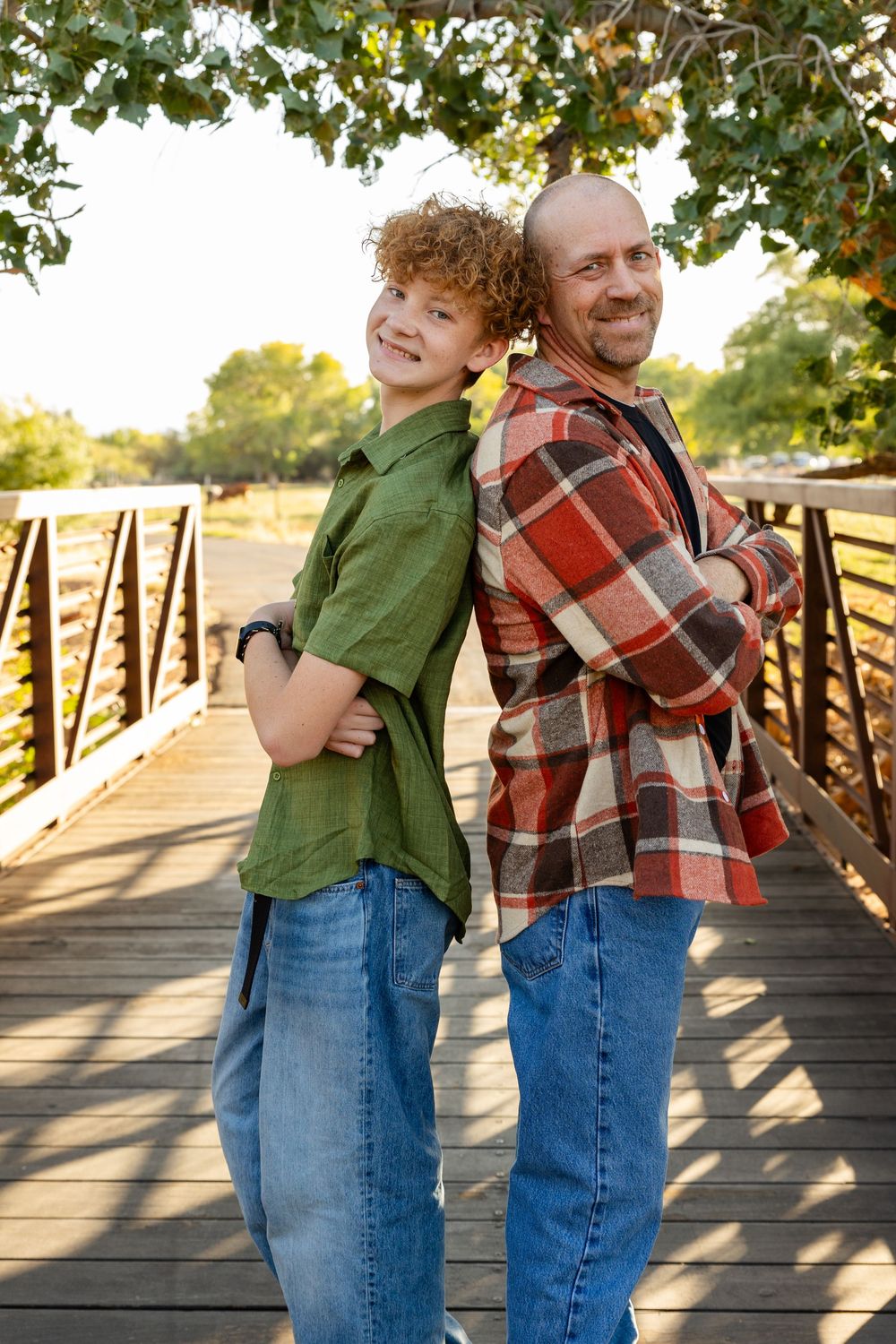 dad and son back to back