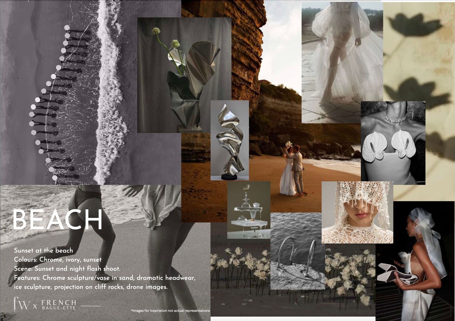 A collage of vintage black and white wedding photographs arranged in a horizontal strip layout.