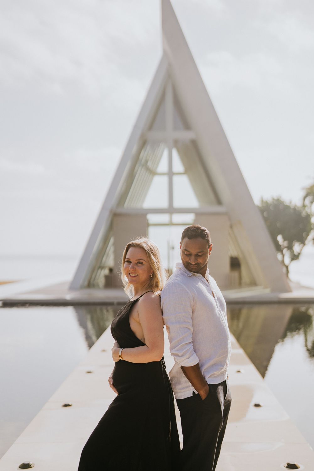 Maternity photoshoot at Conrad Nusa Dua Bali with ocean backdrop.