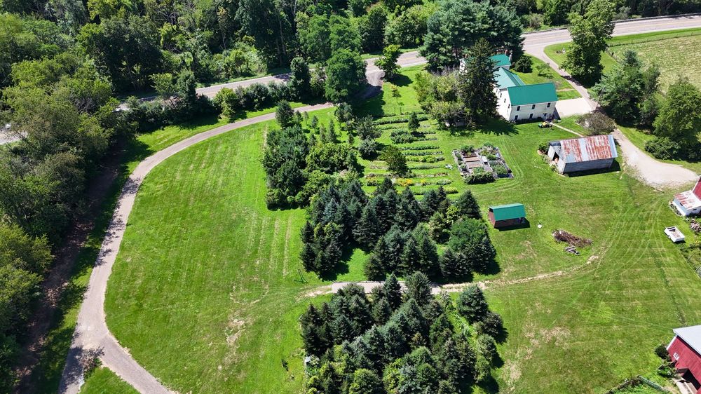 Aerial panorama of Bridge Park development in Dublin, Ohio