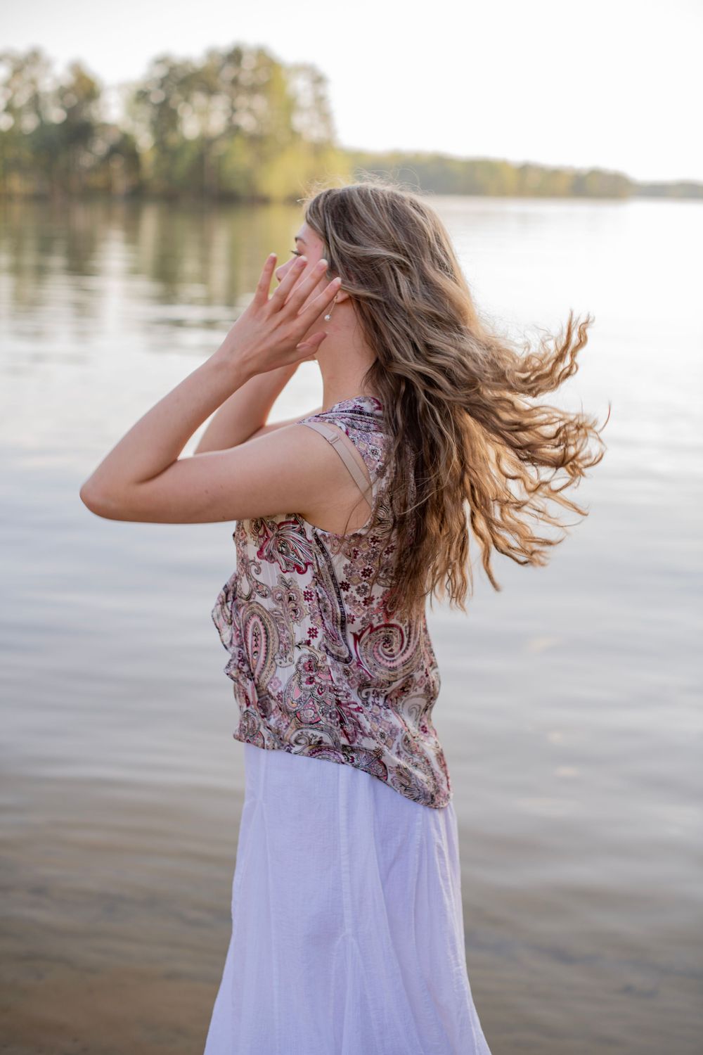 Unique senior session at Lake Murray, SC in Chapin.