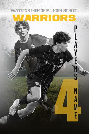 A collage of black and white action shots showing soccer players in motion with yellow numbered graphics overlaid.