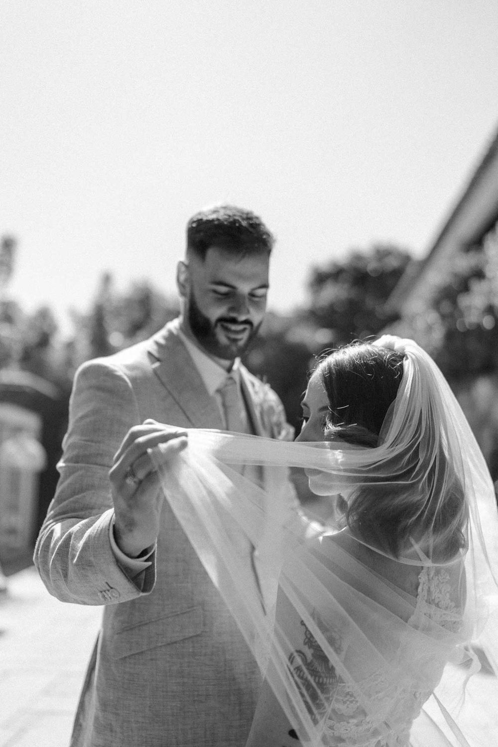 bride walking with father outdoor wedding ceremony porto