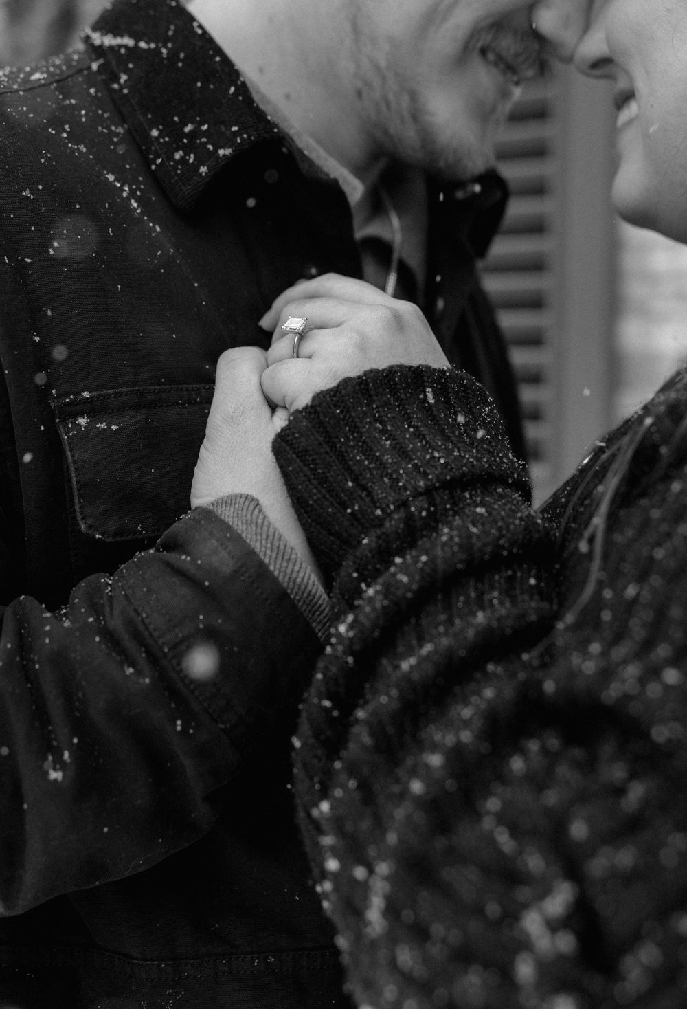 Romantic winter engagement photos at The Eastman Museum in Rochester NY