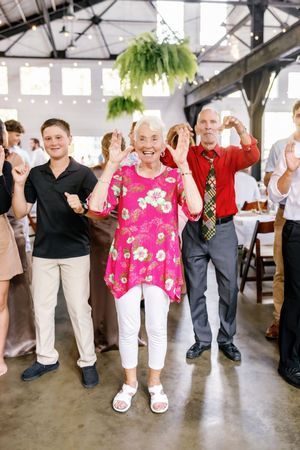 Wedding guests dancing!
