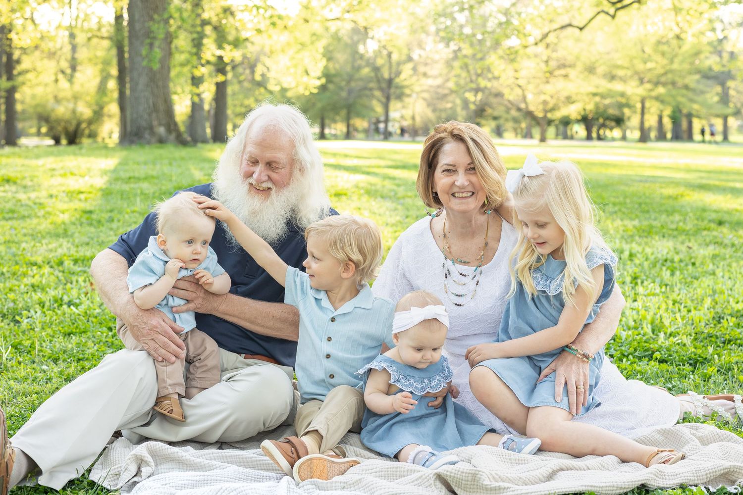 Grandparents with grandkids springtime extended family session St. Louis, MO