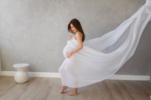 Editorial in-studio maternity portraits with soft light in San Antonio Fine art studio maternity photography in San Antonio Texas