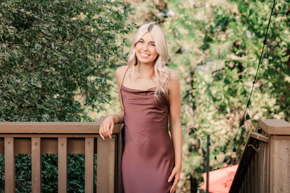 Series of candid outdoor portraits showing natural poses against a sunlit garden backdrop.