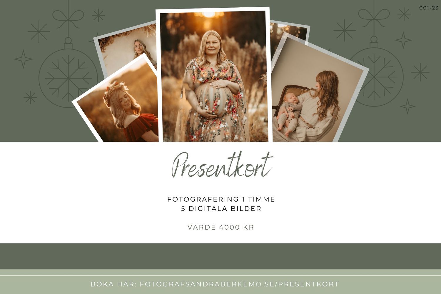 Professional photography website header design showcasing maternity and portrait samples.