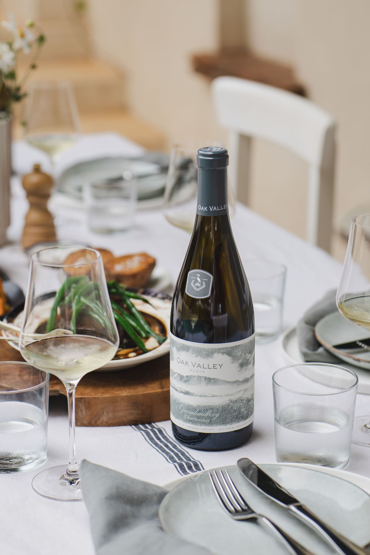 Lifestyle wine photography showcasing Oak Valley's premium wine range