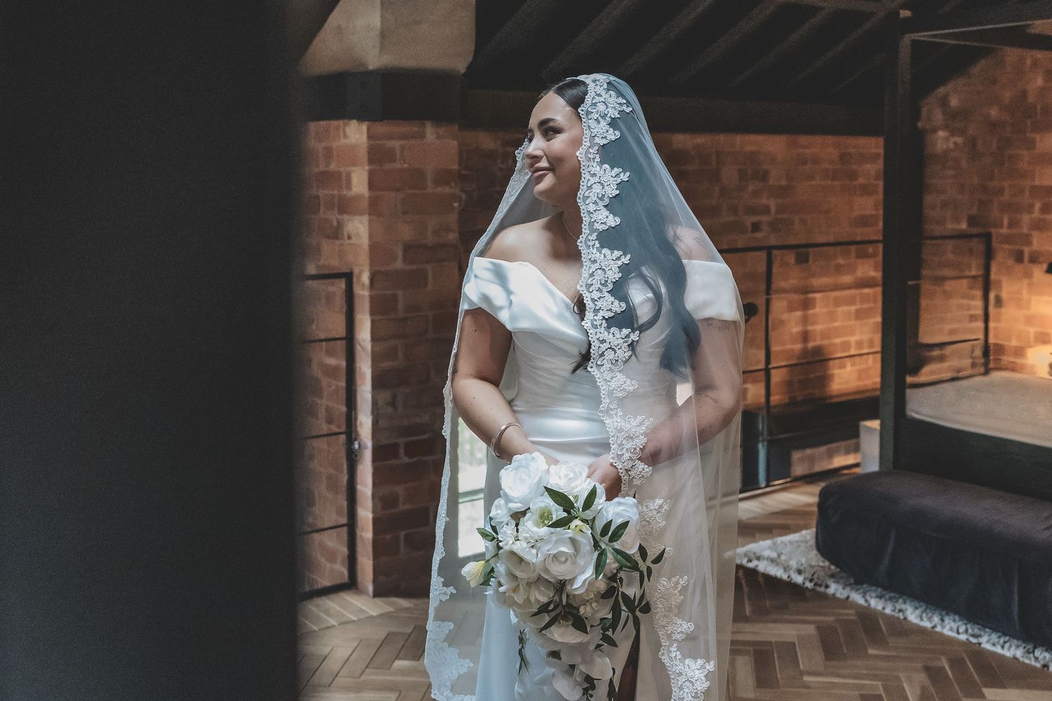 True natural nervous moment of the bride on her wedding day at the Pumping House Wedding venue.