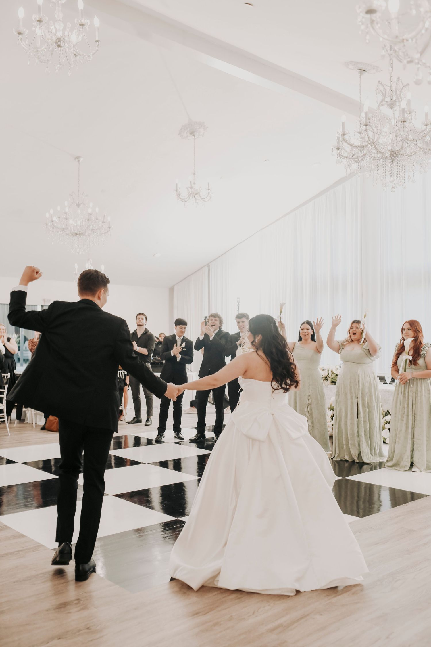 Romantic reception décor at Brighton Abbey wedding venue