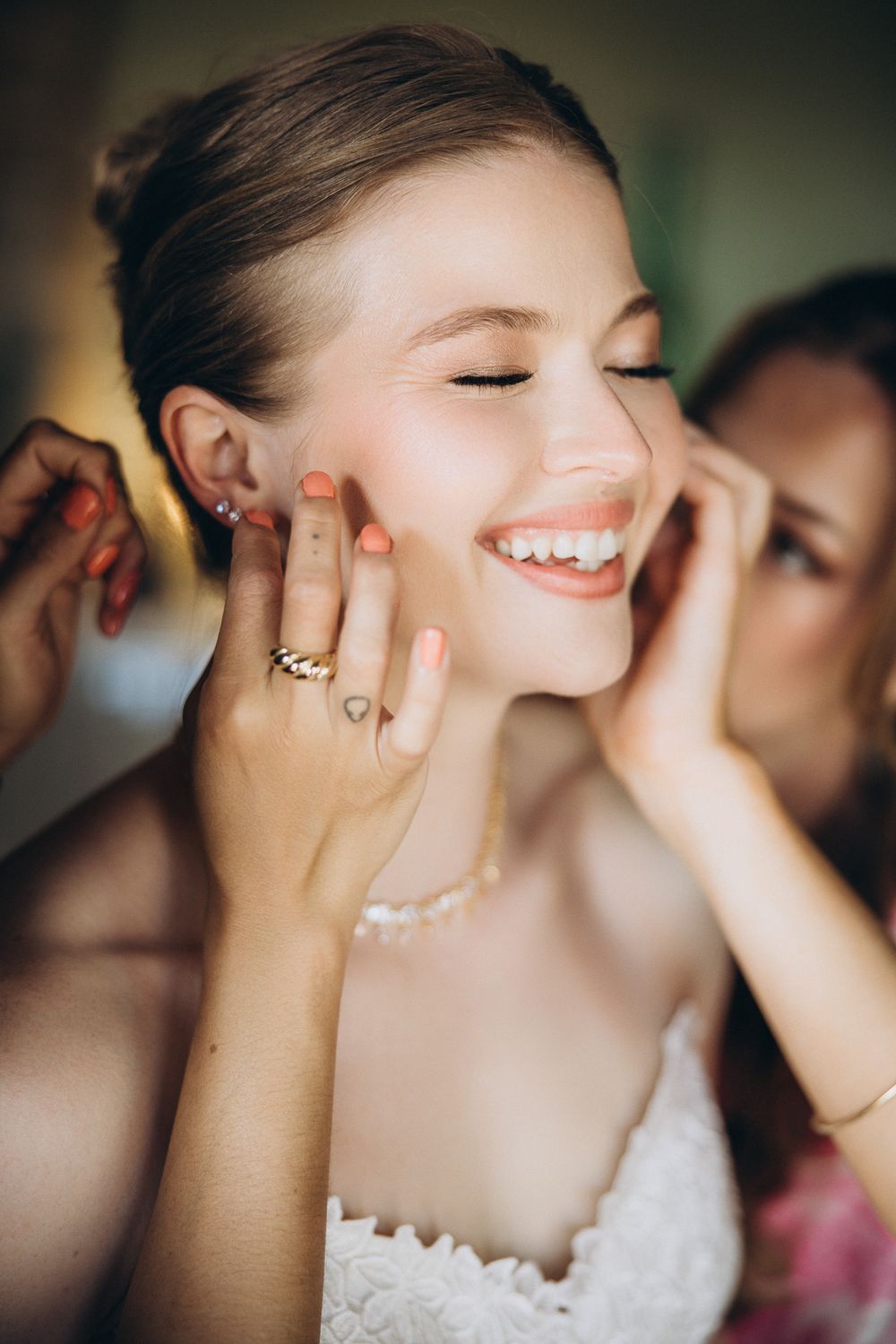 Bride getting ready for castle wedding in Girona