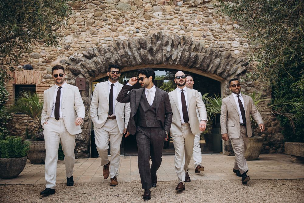 Groom preparations at Spanish castle wedding