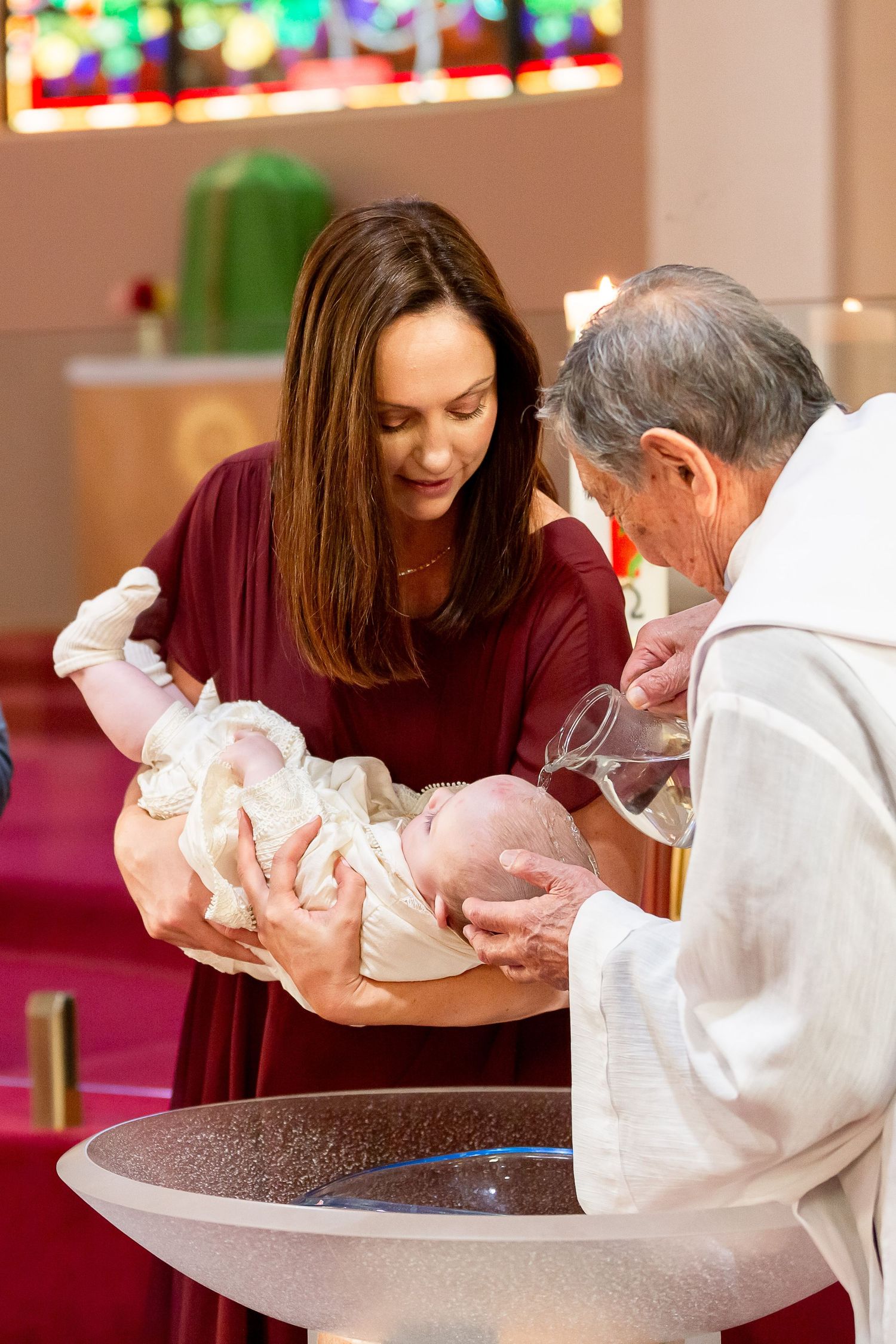 Christening photographer Adelaide — baby being baptised at church ceremony, candid documentary photography — Photo By Nancy