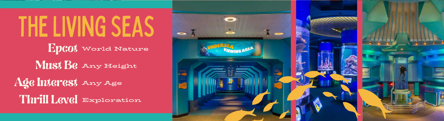 Ocean-themed aquarium hallway with curved walls illuminated in blue lighting and large water tank displays along the path.