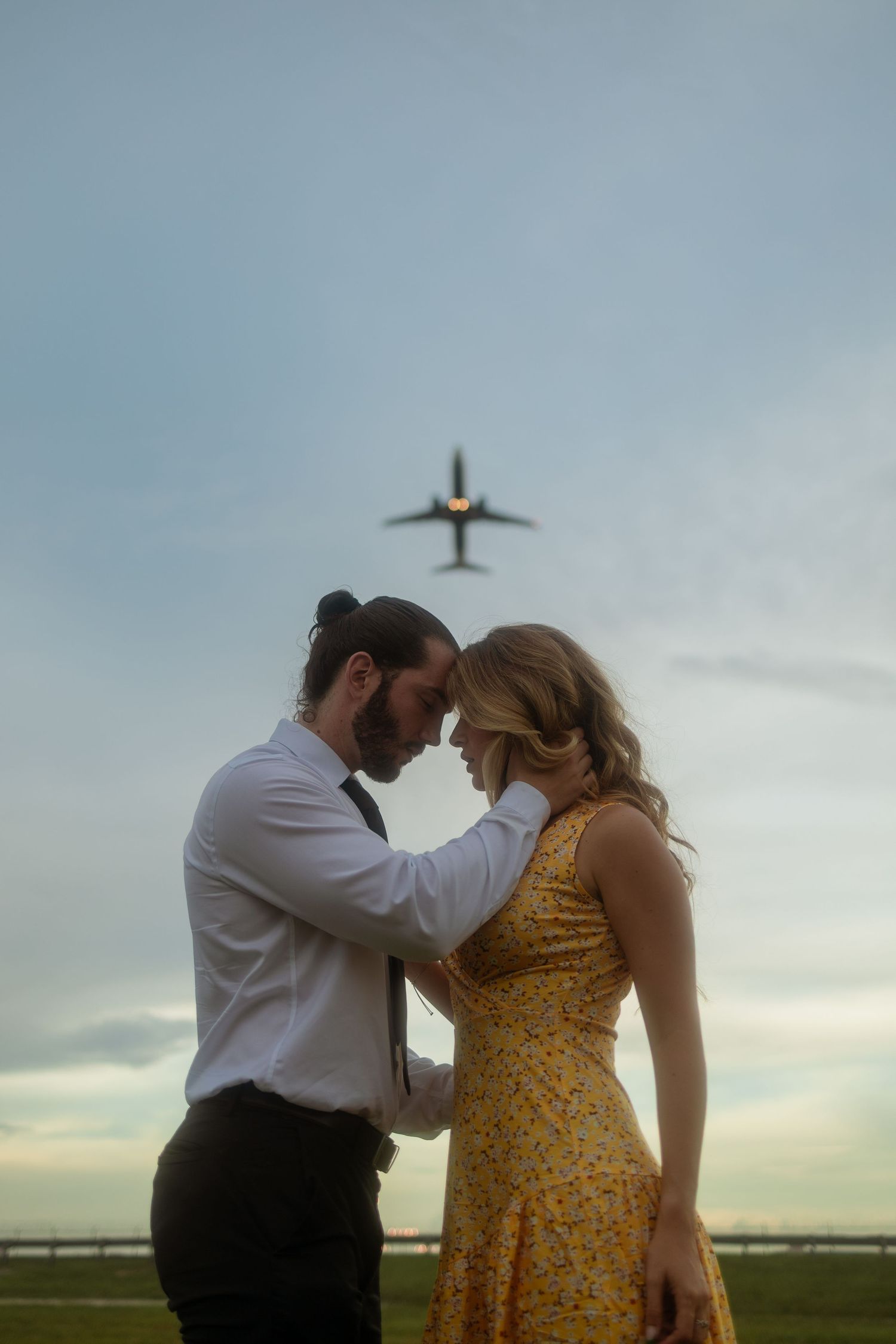 Romantic cinematic couples portrait in Miami, editorial wedding-style photography capturing authentic emotion.