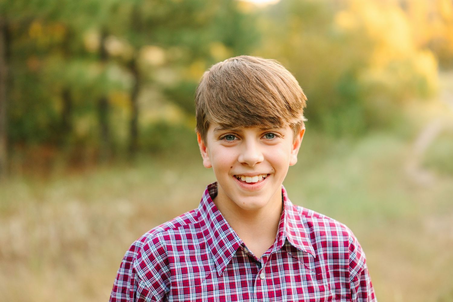 A collection of photos showing a plaid-shirted individual against a warm outdoor background at sunset.
