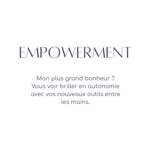 Abstract gradient background in soft pink and purple tones with white text overlay displaying French empowerment message.