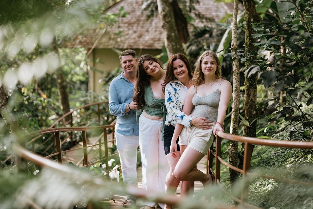 Lifestyle family photoshoot at Komaneka Bisma with lush Ubud scenery.