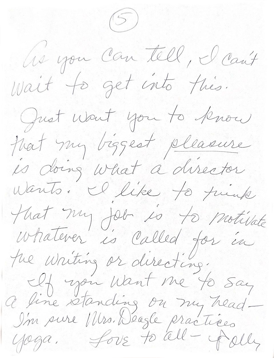 Letter to director Joe Dante from Polly Holliday about her role in Gremlins (1984)