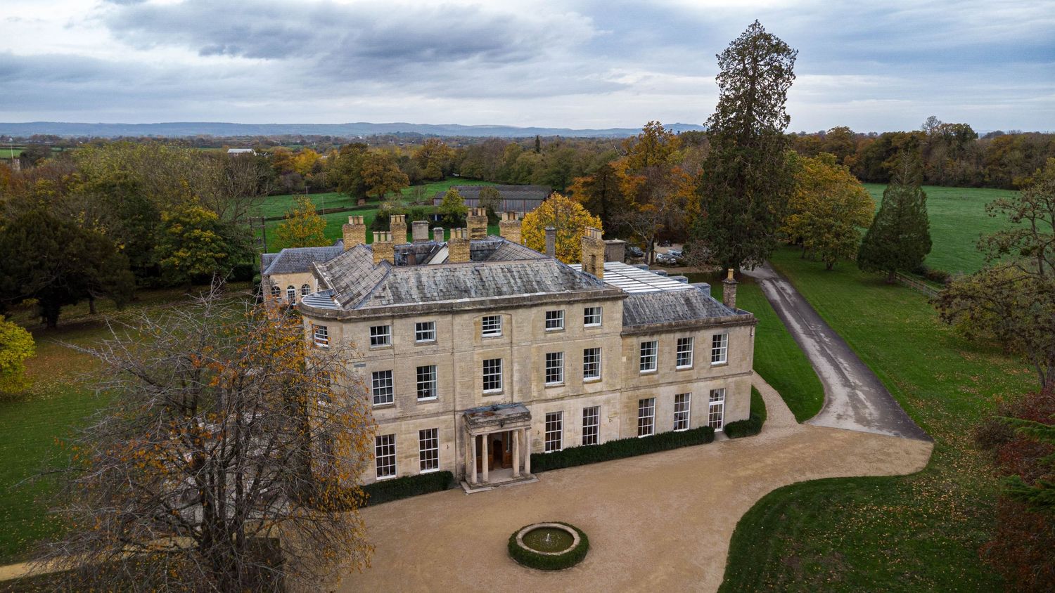 Eastington Park wedding photographer Drone Zara Davis Photography Cotswolds Gloucestershire side of main house