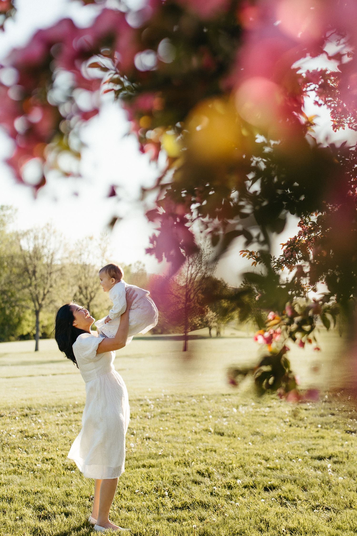 Mommy and me mother's day portrait, Moncton family photographer, spring photos, Cherry blossom apple blossom mini session, New Brunswick CA