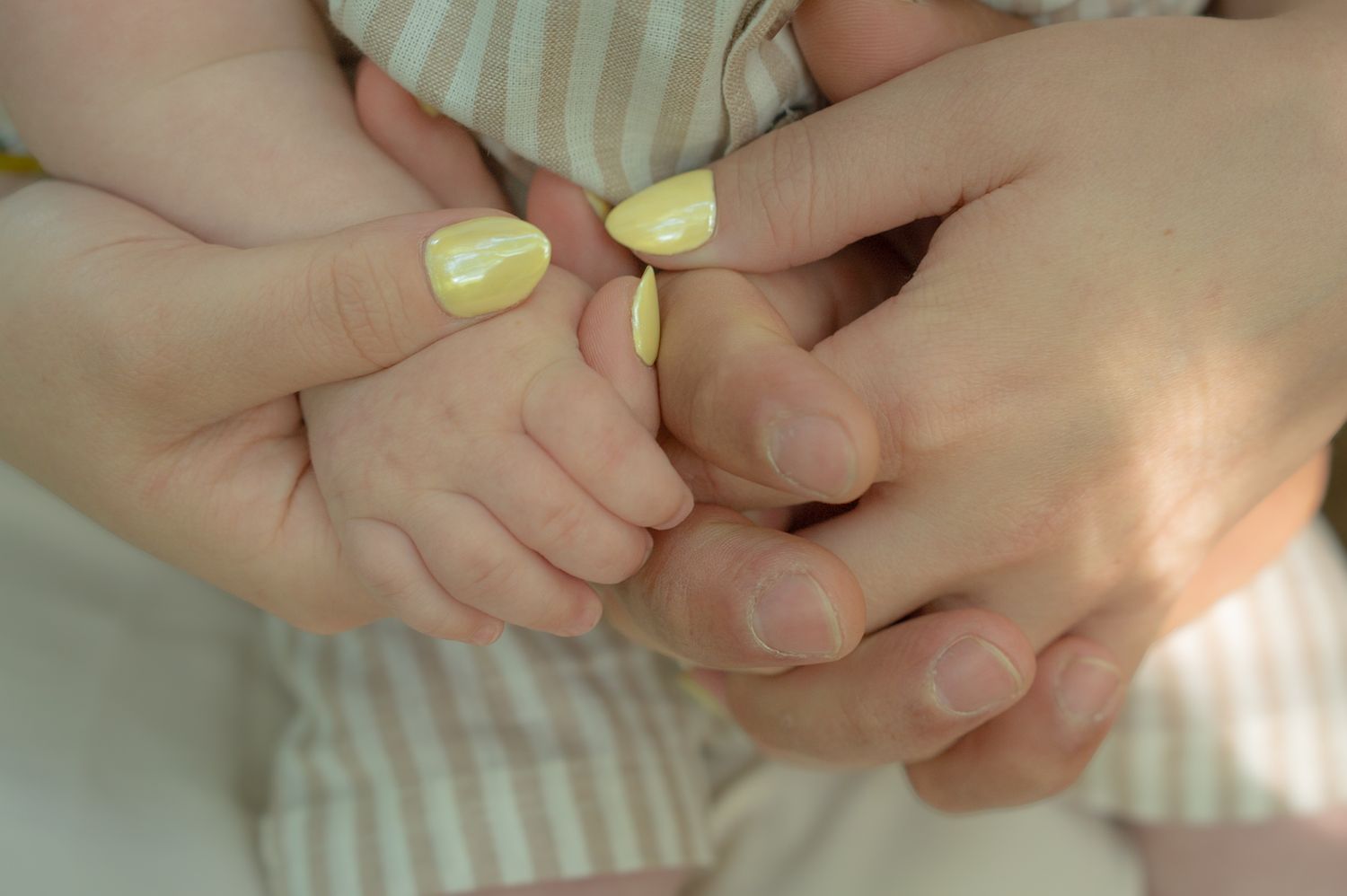 Delicate hands holding small objects in a series of intimate detail shots.