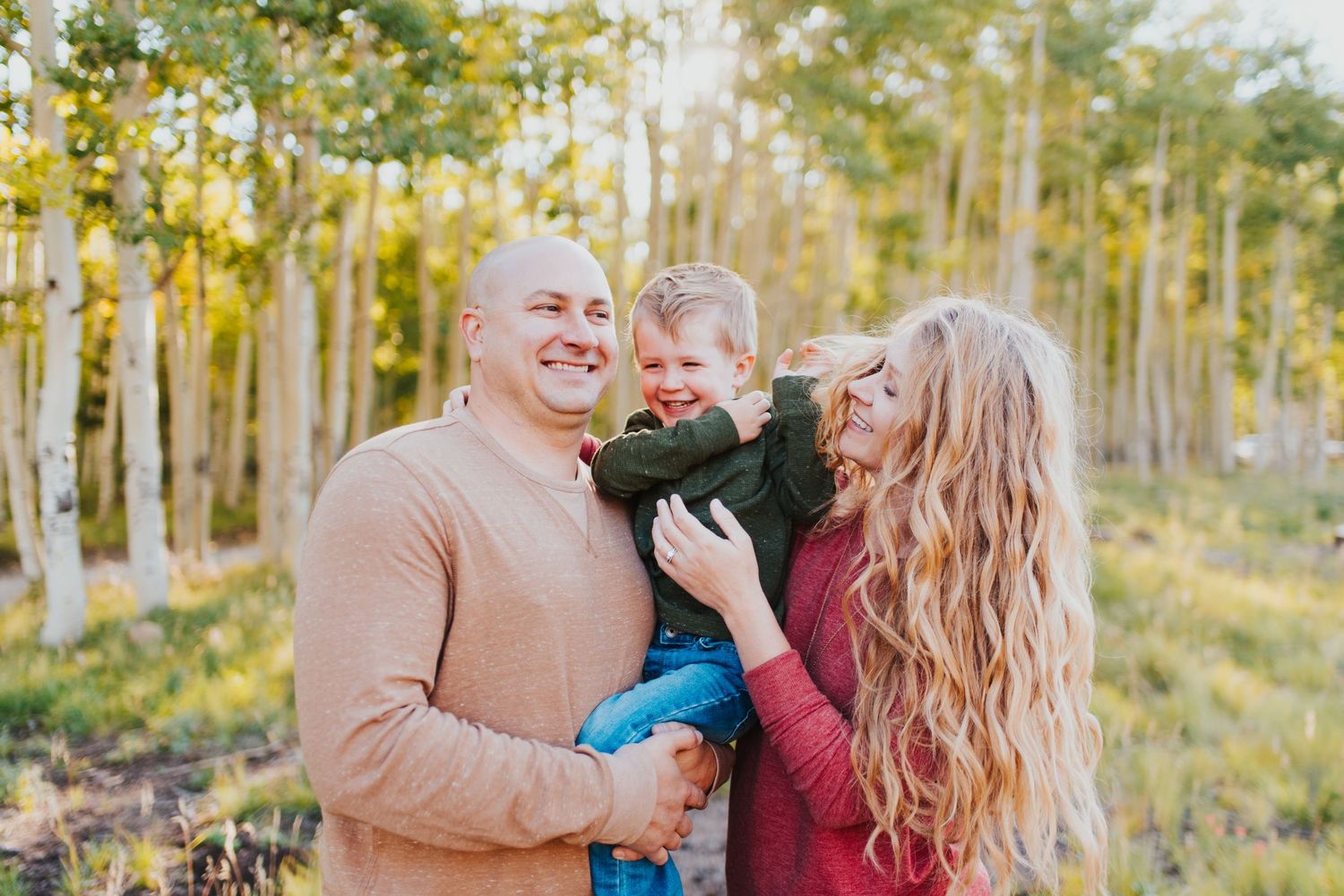 Family having fun in a meadow in Flagstaff, Arizona.