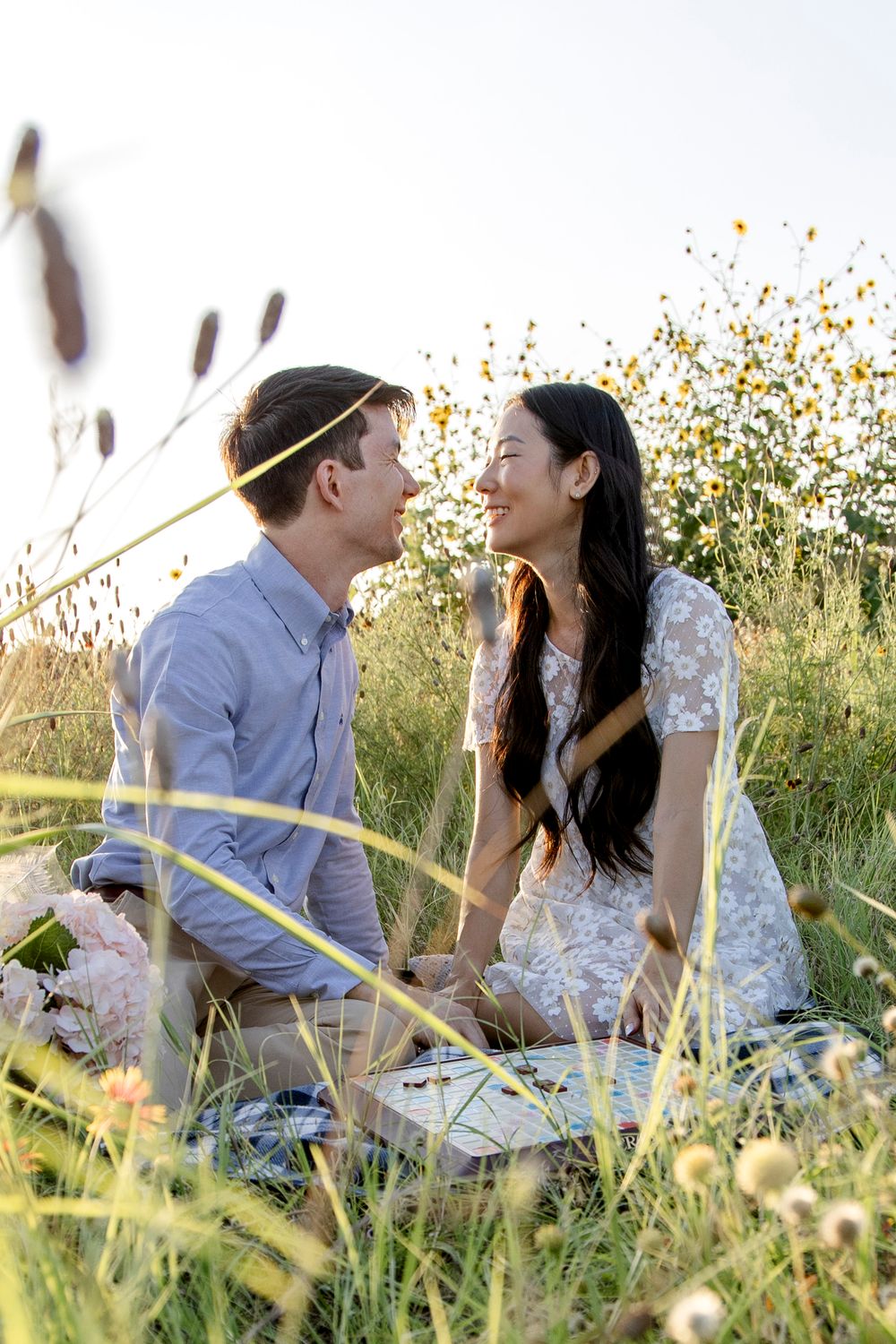 Austin engagement photos at Zilker Park with dreamy golden hour light