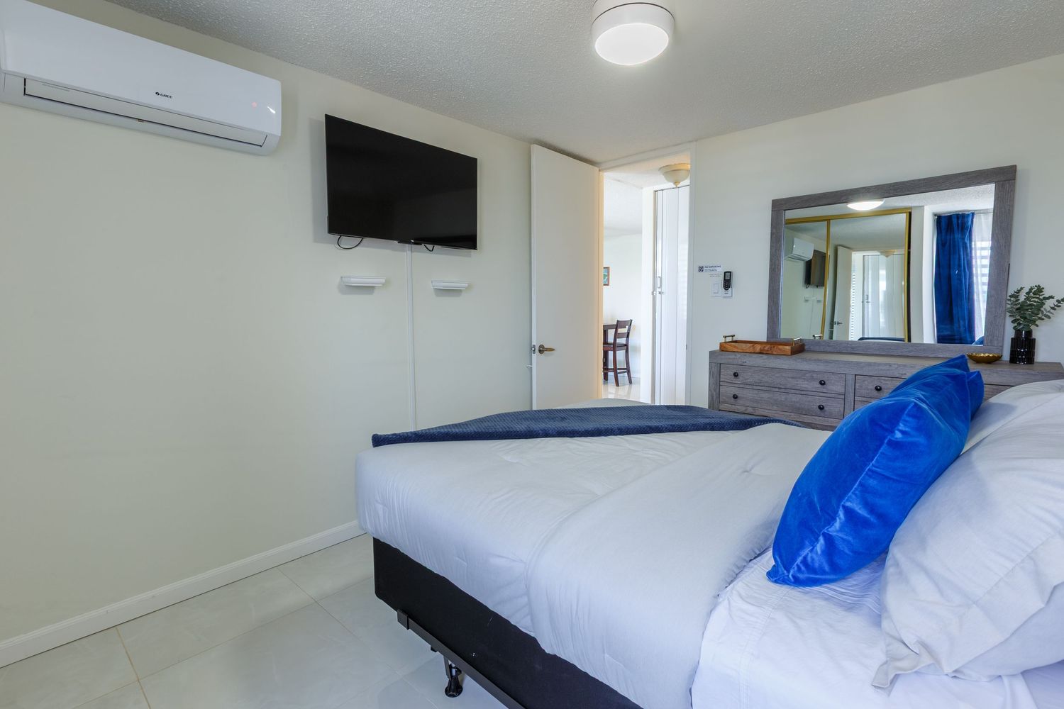 Real estate photography. Bedroom. Short-term rental in Playa Azul Tower 1 in Luquillo, Puerto Rico.