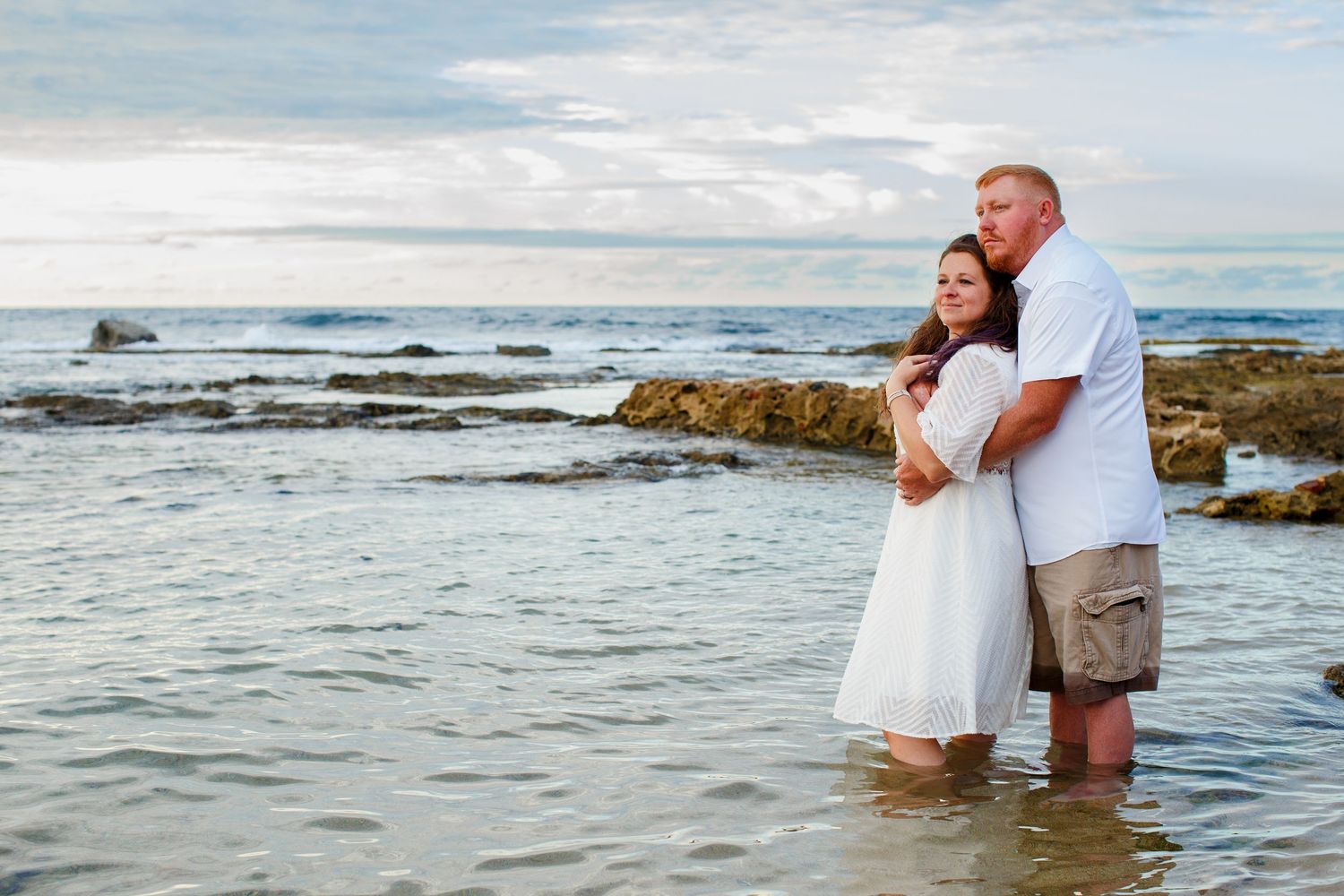 Elopement on the beach at Balneario del Escambrón in Old San Juan, Puerto Rico. Couples portrait - bride and groom.