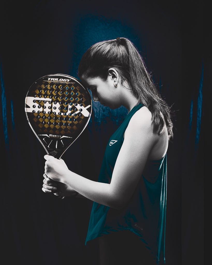 Artistic black and white photo series showing close-up views of a padel tennis racket.