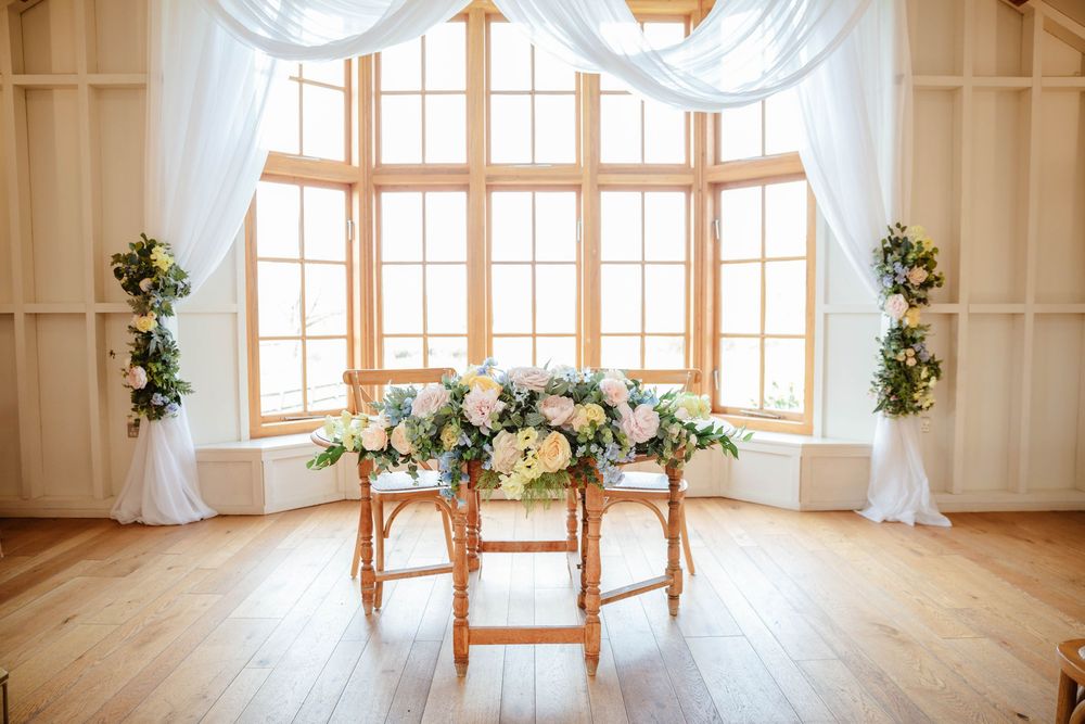 Hyde House Wedding Photographer Cotswolds Zara Davis Photography Gloucestershire Cheltenham ceremony indoors barn alter